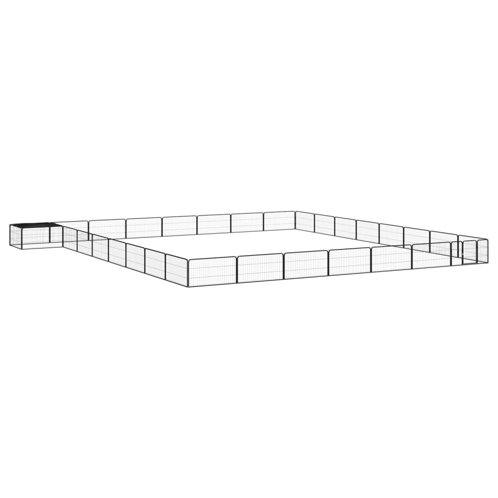 Pasja ograda z 32 paneli črna 100x50 cm prašno barvano jeklo