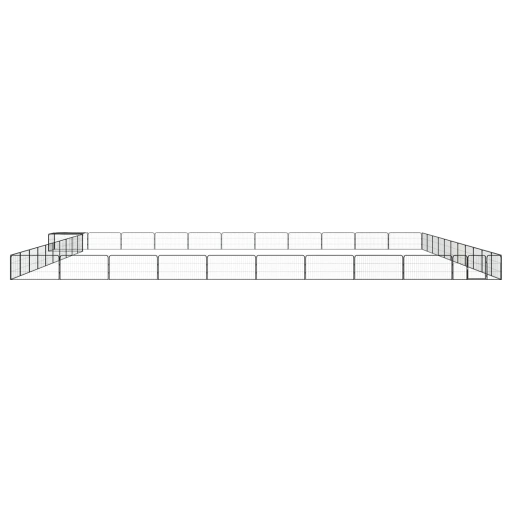 Pasja ograda s 44 paneli črna 100x50 cm prašno barvano jeklo