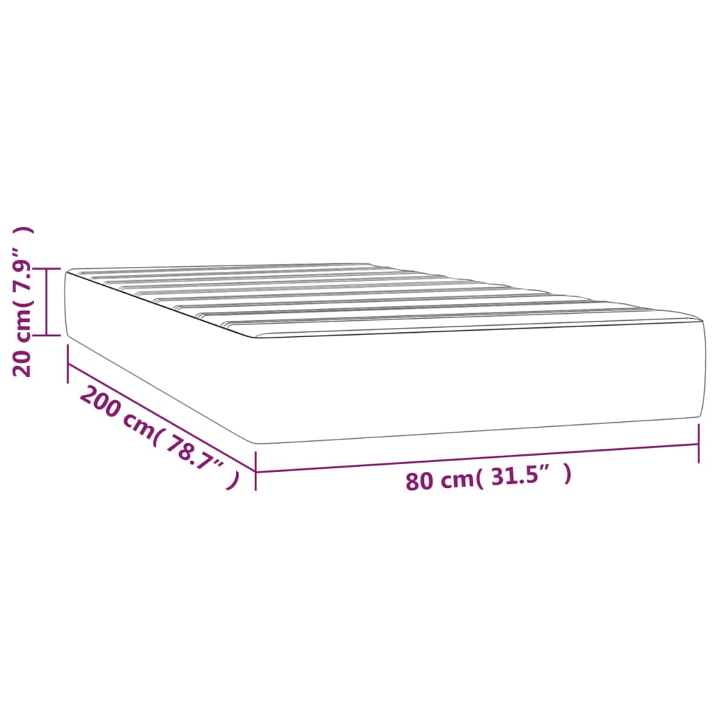 Vzmetnica z žepkasto vzmetjo temno zelena 80x200x20 cm žamet