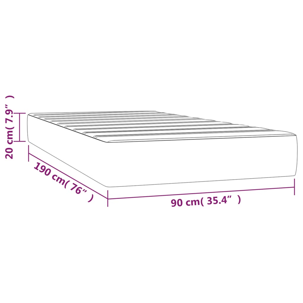 Vzmetnica z žepkasto vzmetjo temno rjava 90x190x20 cm blago