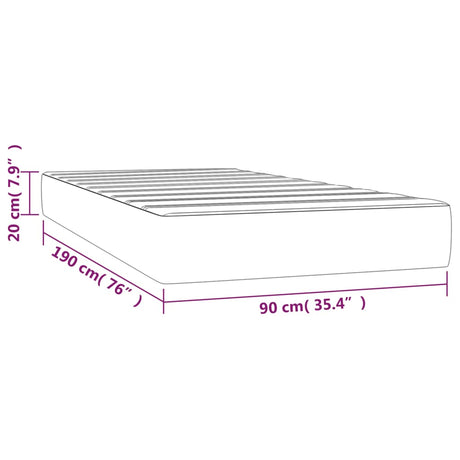 Vzmetnica z žepkasto vzmetjo temno rjava 90x190x20 cm blago