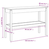 Konzolna mizica bela 110x40x75 cm trdna borovina