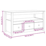 Klubska mizica bela 102x49x55 trdna borovina