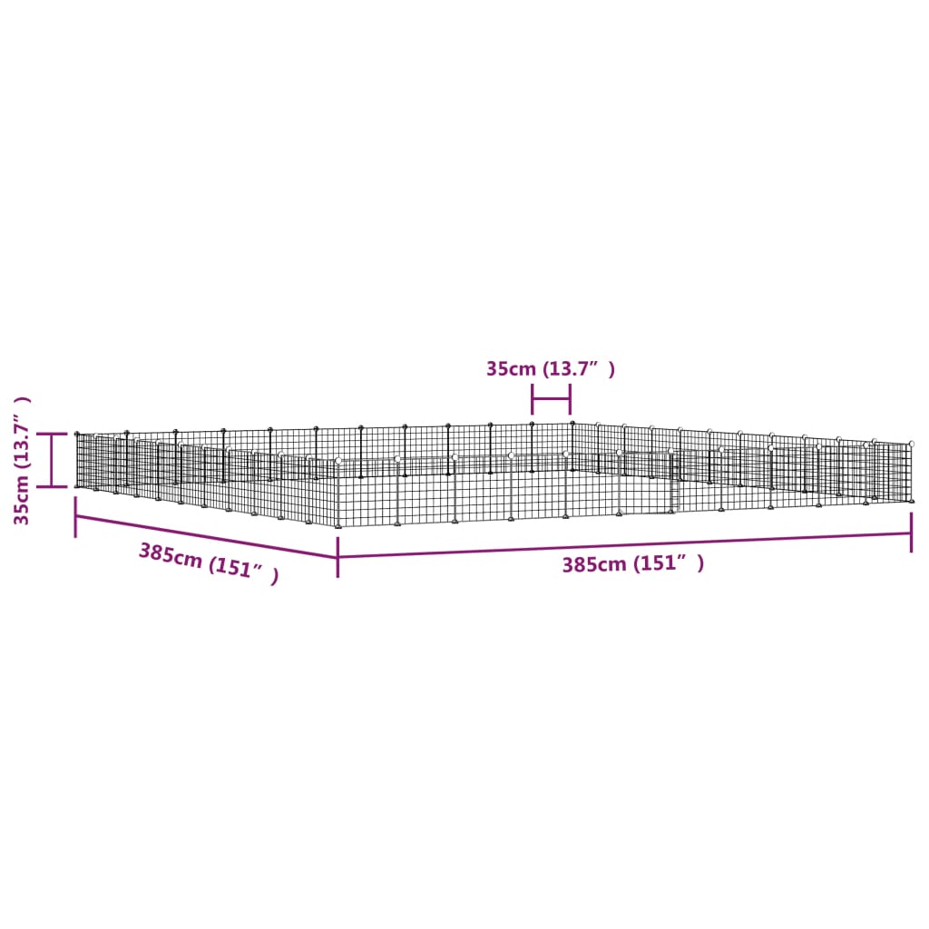 Ograda za hišne ljubljenčke s 44 paneli črna 35x35 cm jeklo