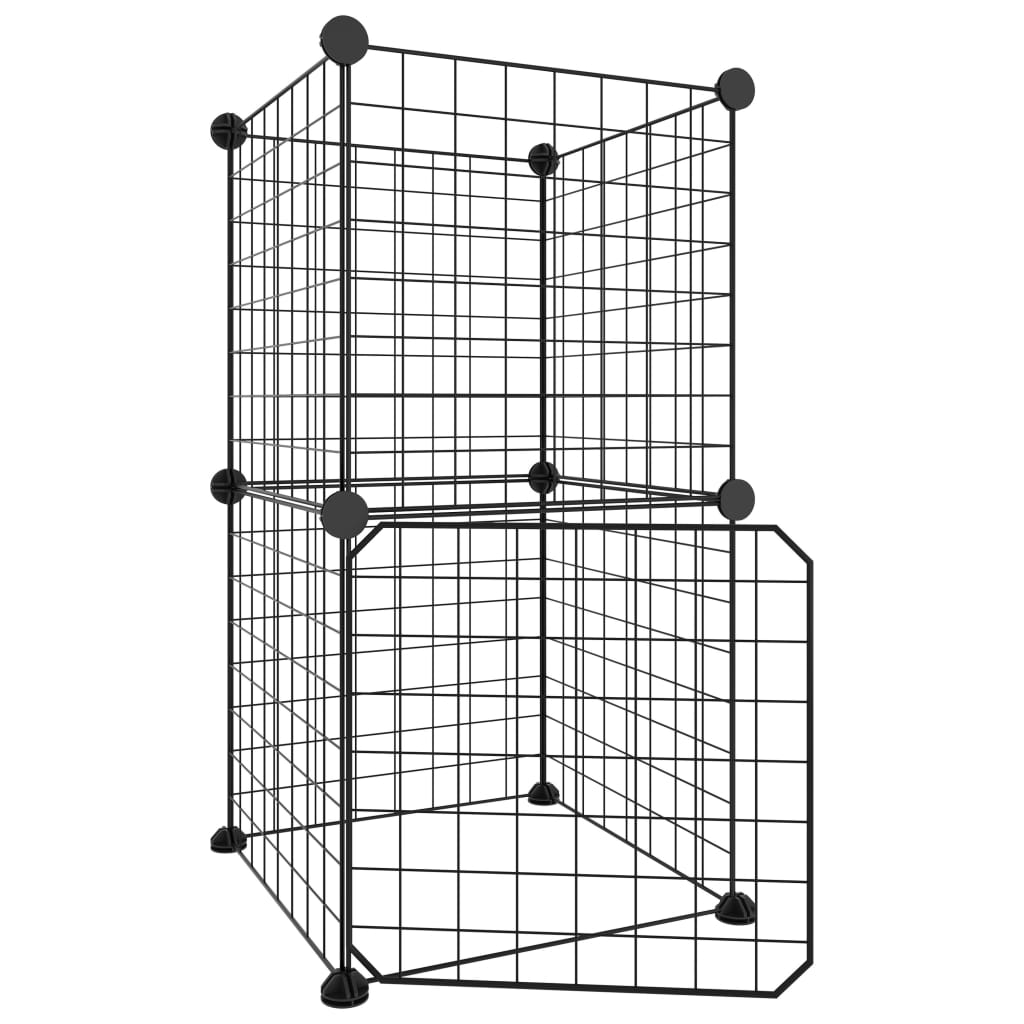 Ograda za hišne ljubljenčke z 8 paneli črna 35x35 cm jeklo