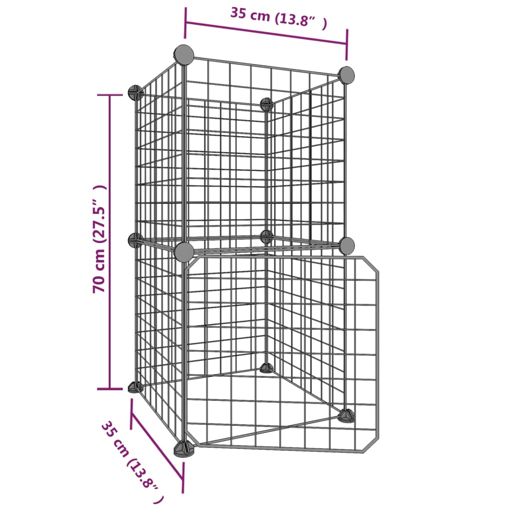 Ograda za hišne ljubljenčke z 8 paneli črna 35x35 cm jeklo