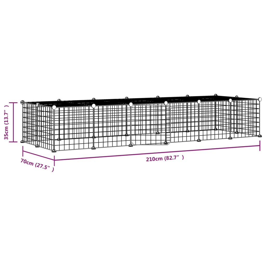 Ograda za hišne ljubljenčke z 28 paneli črna 35x35 cm jeklo