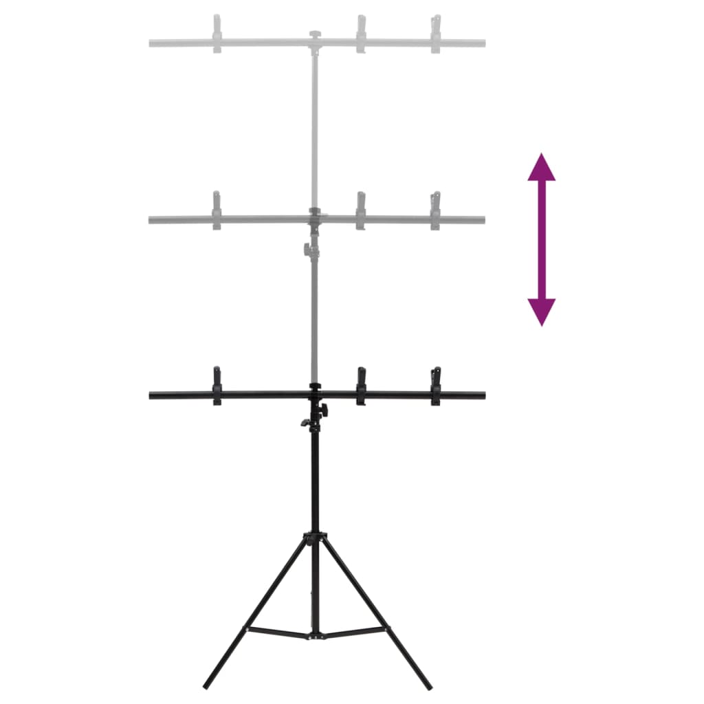 Stojalo za ozadje v obliki črke T črno 91x60x(70-200) cm