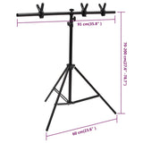 Stojalo za ozadje v obliki črke T črno 91x60x(70-200) cm