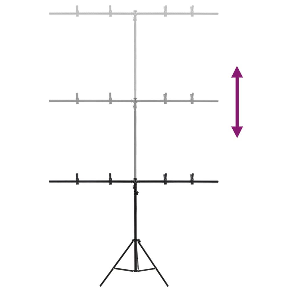 Stojalo za ozadje v obliki črke T črno 151x60x(70-200) cm