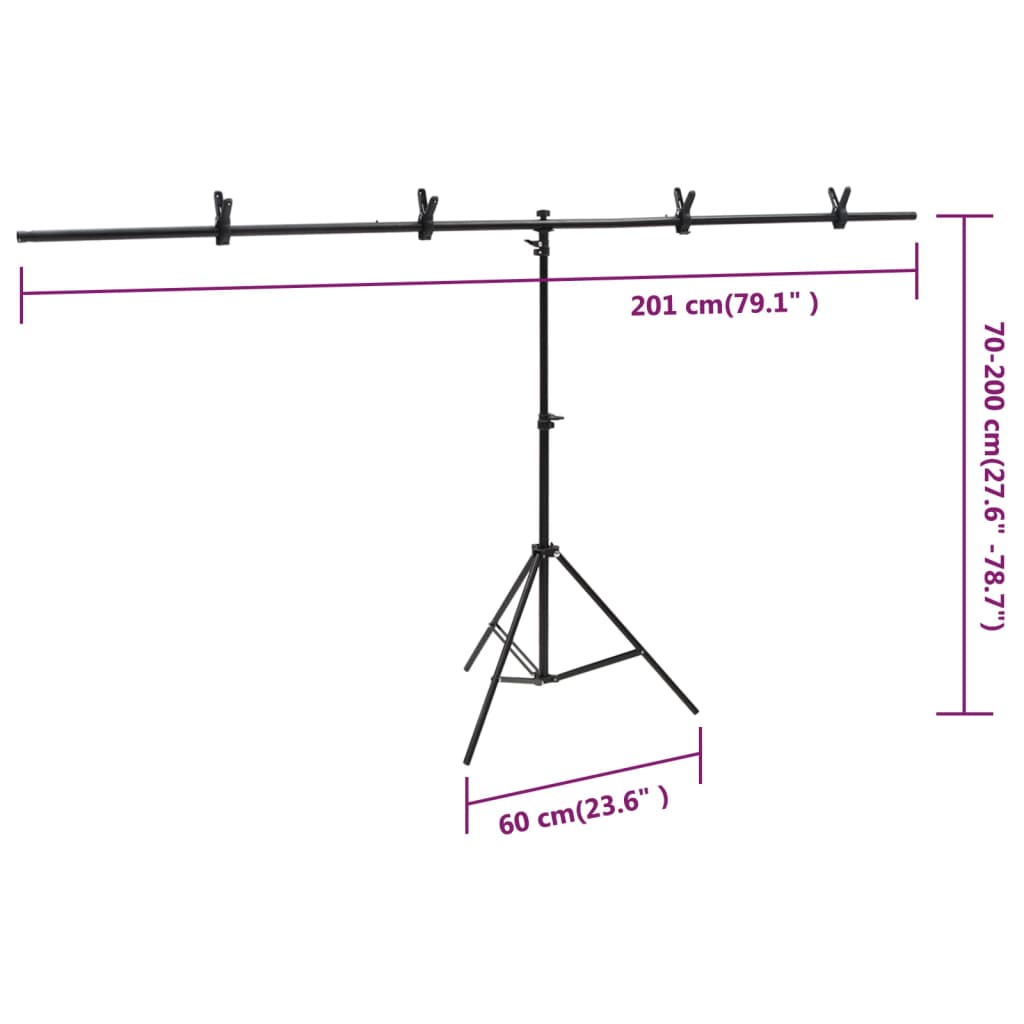 Stojalo za ozadje v obliki črke T 201x60x(70-200) cm