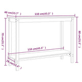 Konzolna mizica bela 110x40x80 cm trdna borovina