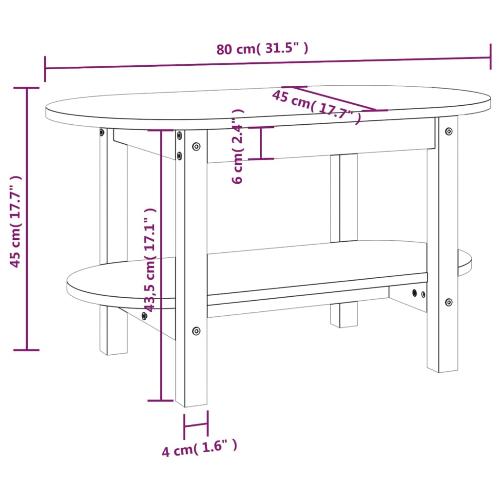 Klubska mizica bela 80x45x45 cm trdna borovina