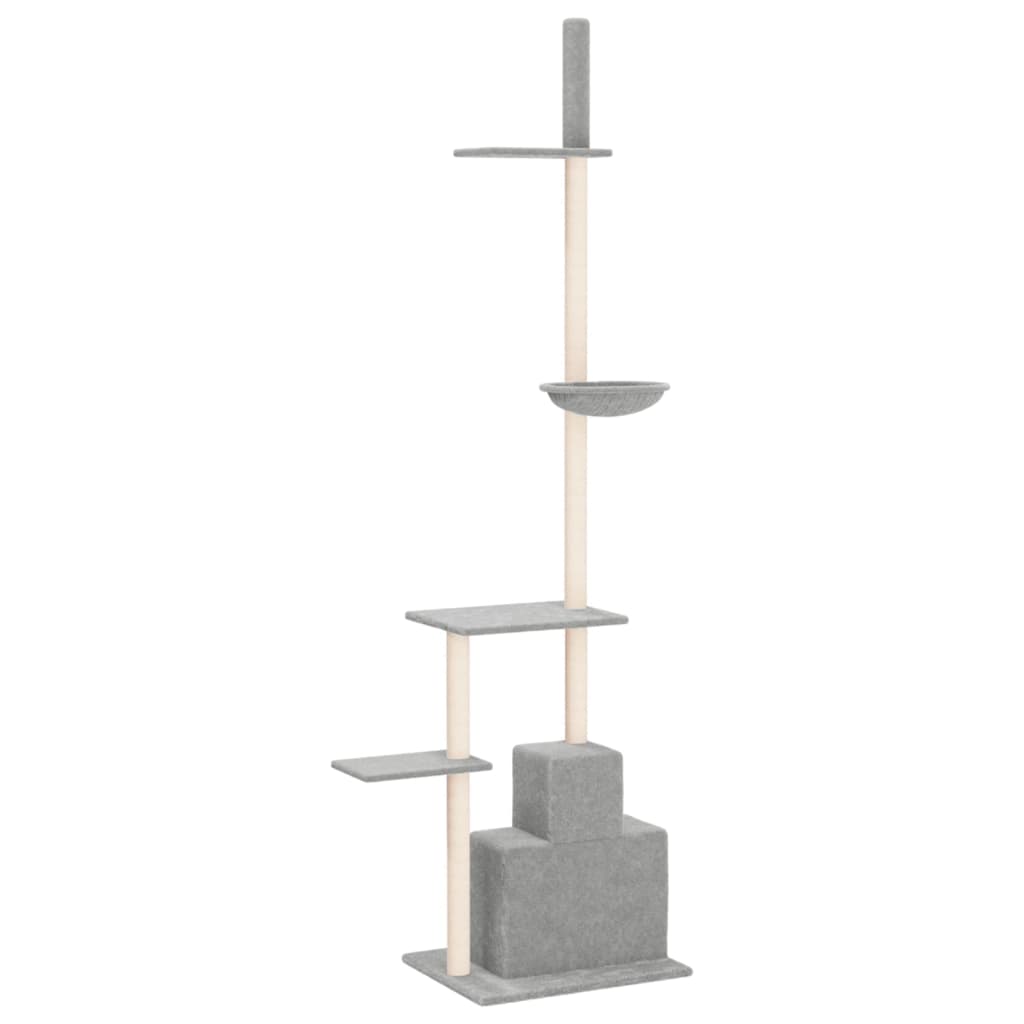 Mačje drevo od tal do stropa svetlo sivo 250,5-276,5 cm