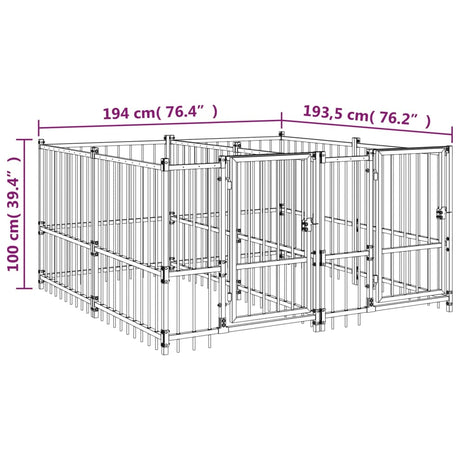 Zunanji pasji boks jeklo 3,75 m²