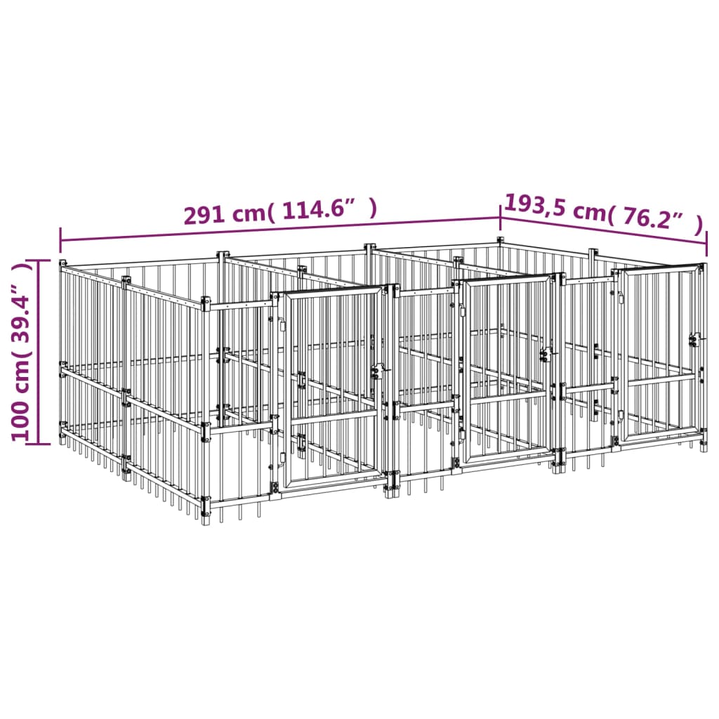 Zunanji pasji boks jeklo 5,63 m²