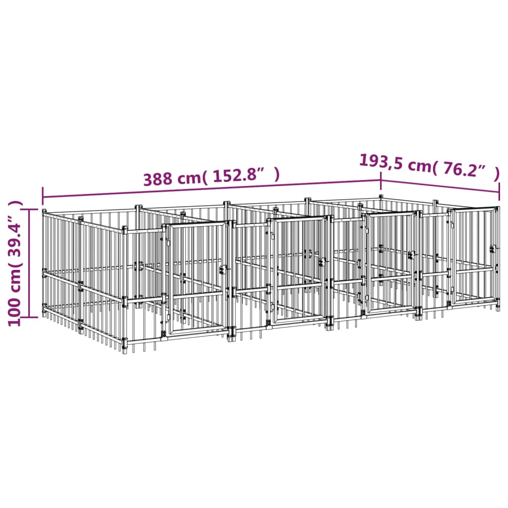 Zunanji pasji boks jeklo 7,51 m²