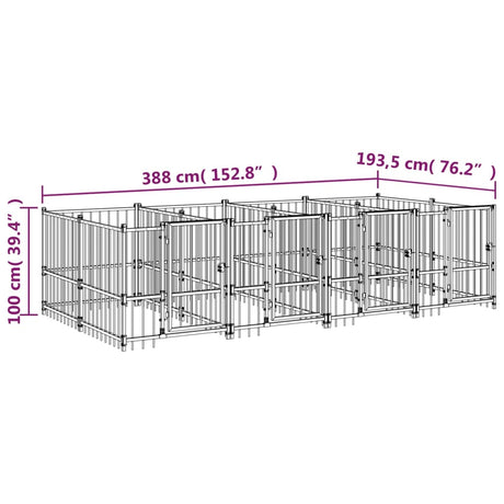 Zunanji pasji boks jeklo 7,51 m²