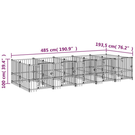 Zunanji pasji boks jeklo 9,38 m²