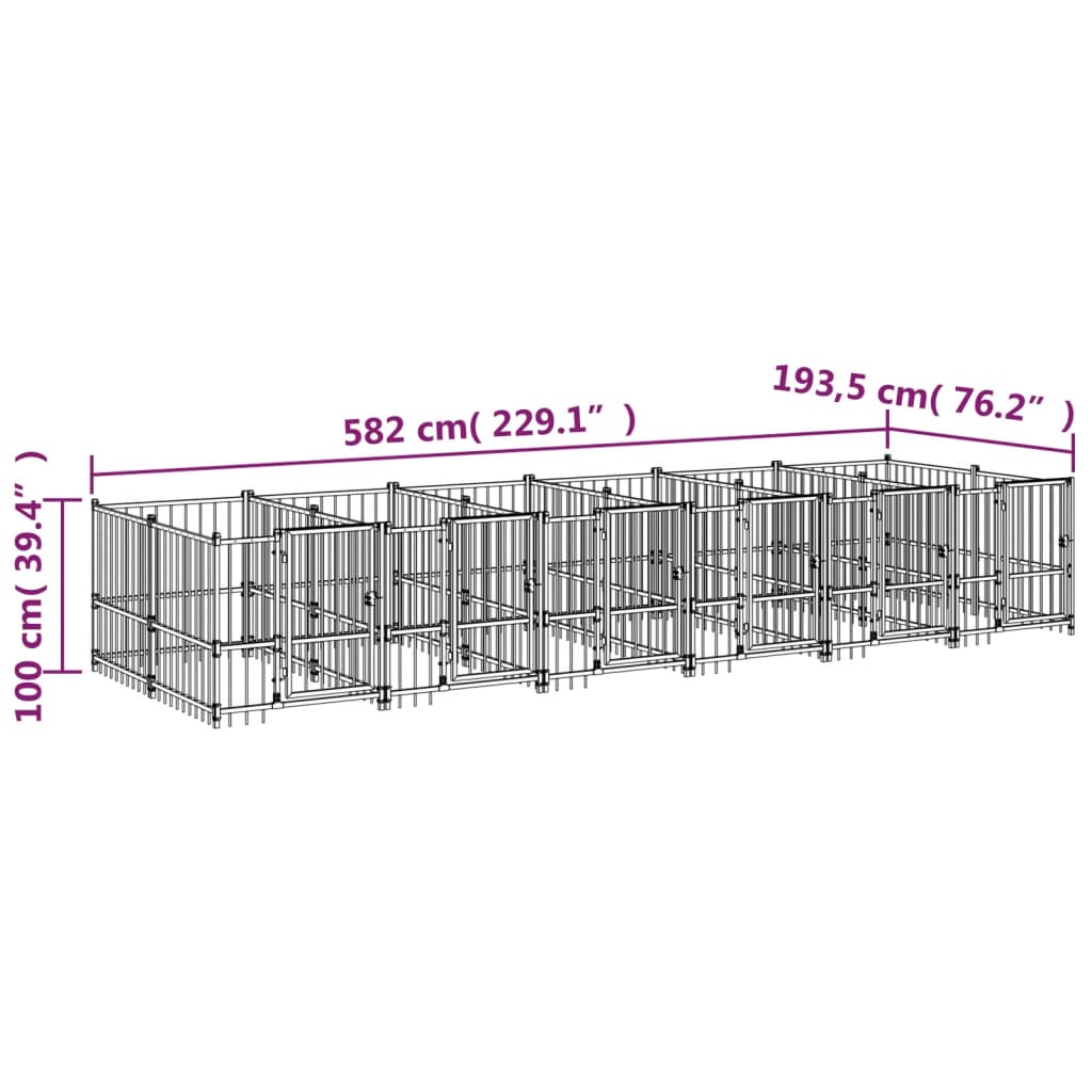 Zunanji pasji boks jeklo 11,26 m²