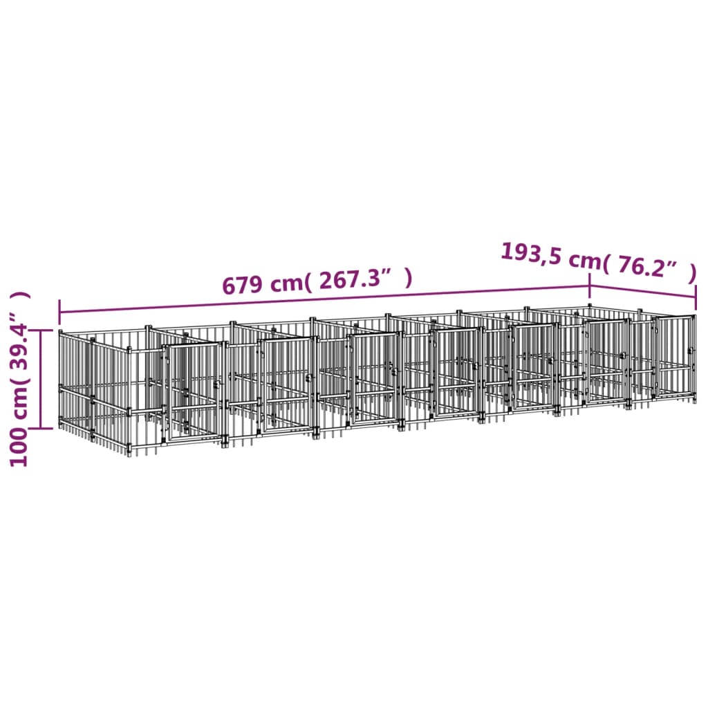 Zunanji pasji boks jeklo 13,14 m²