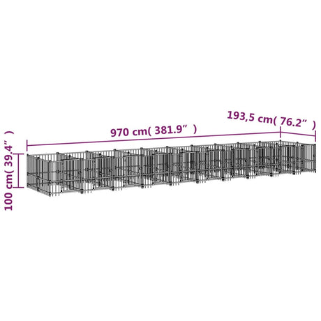 Zunanji pasji boks jeklo 18,77 m²