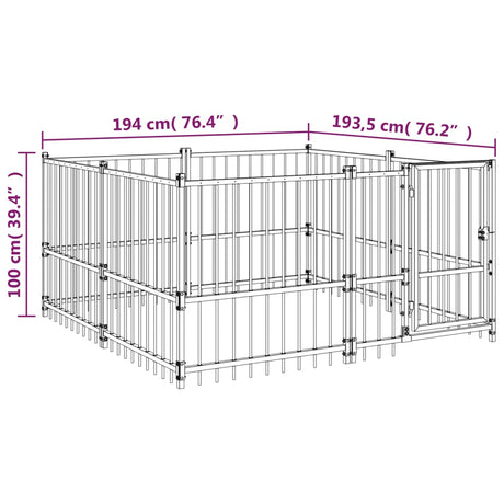 Zunanji pasji boks jeklo 3,75 m²