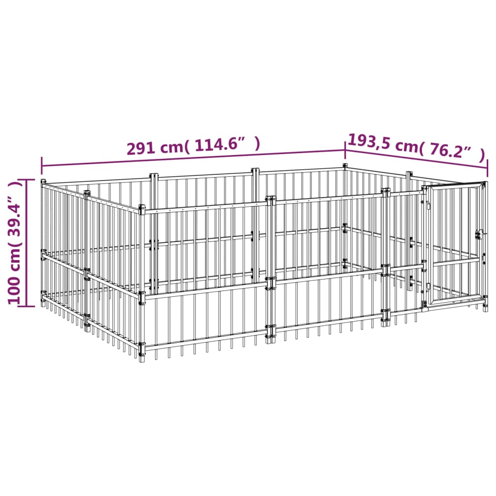 Zunanji pasji boks jeklo 5,63 m²