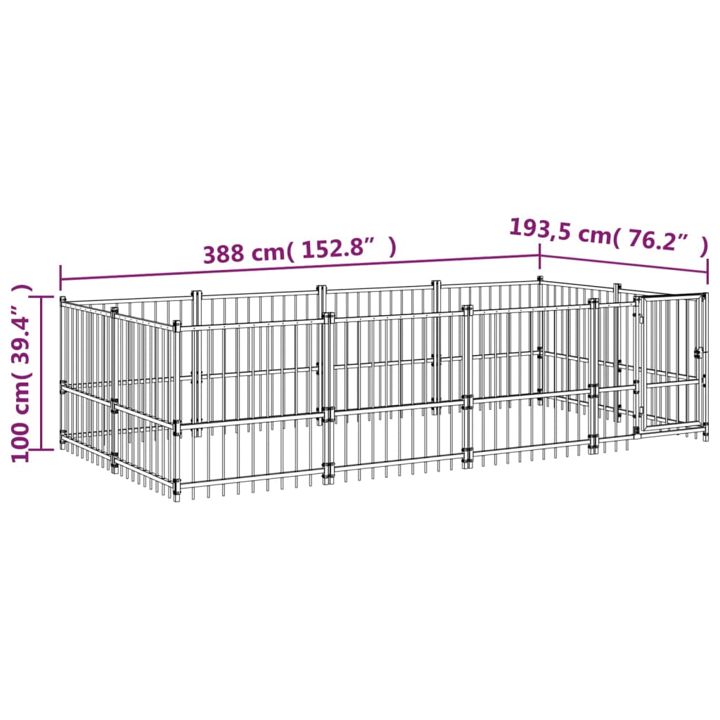 Zunanji pasji boks jeklo 7,51 m²