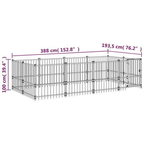 Zunanji pasji boks jeklo 7,51 m²