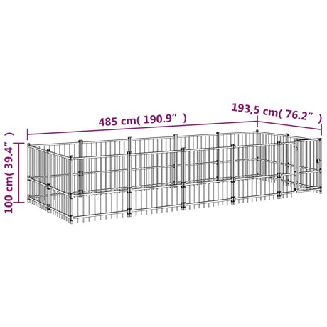 Zunanji pasji boks jeklo 9,38 m²