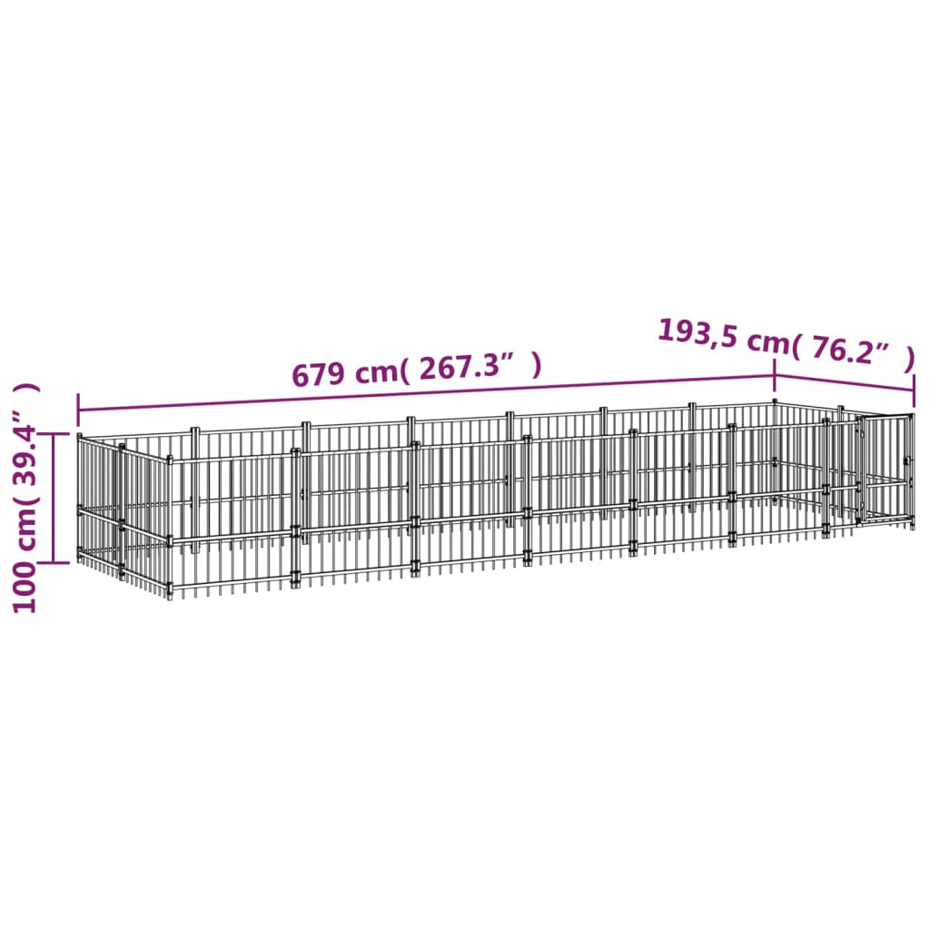 Zunanji pasji boks jeklo 13,14 m²