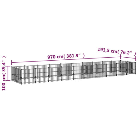 Zunanji pasji boks jeklo 18,77 m²