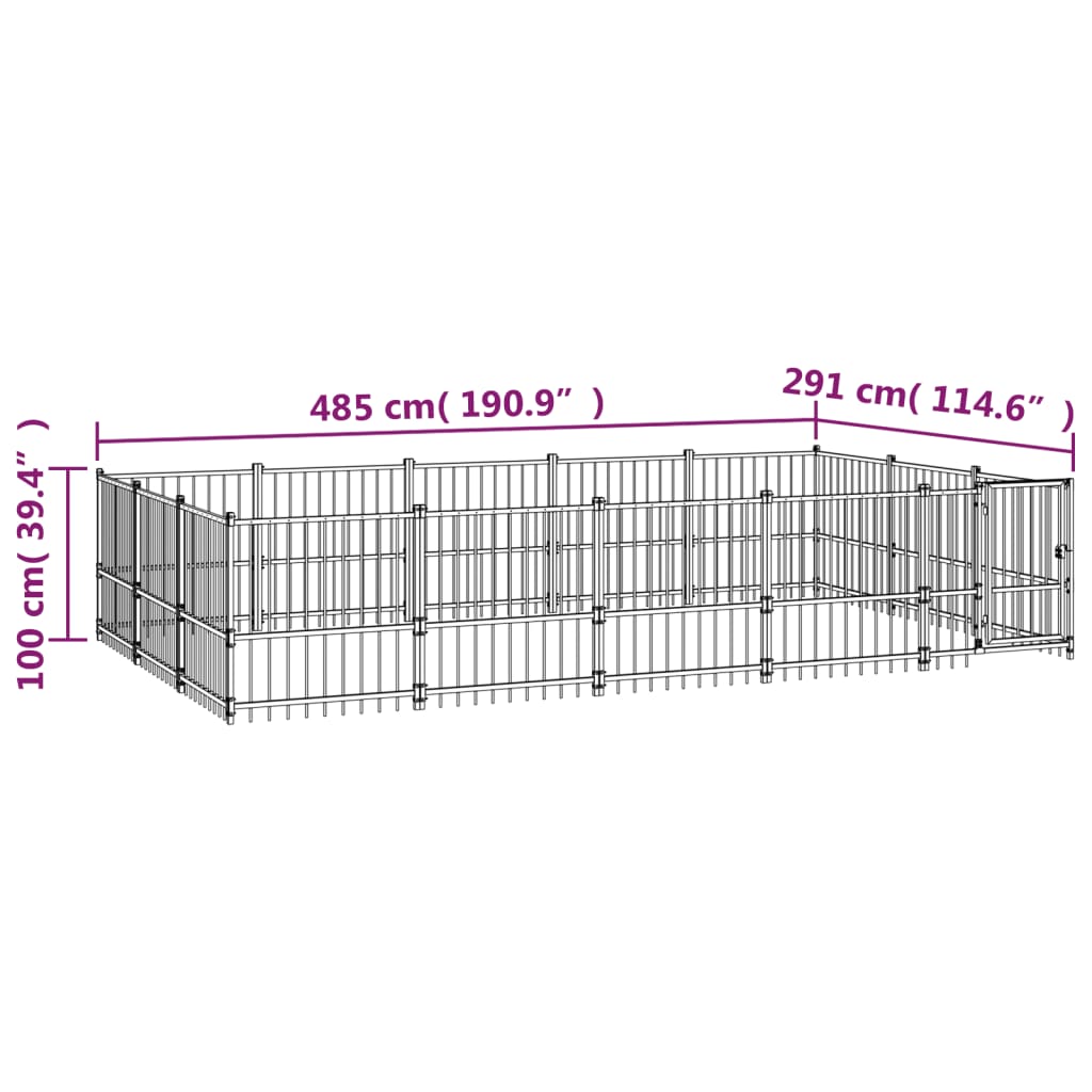 Zunanji pasji boks jeklo 14,11 m²