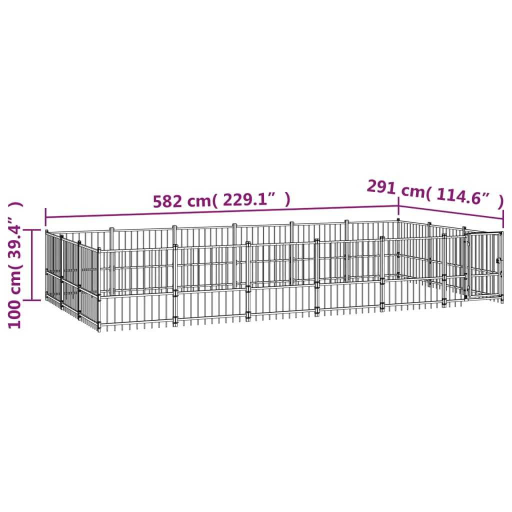 Zunanji pasji boks jeklo 16,94 m²