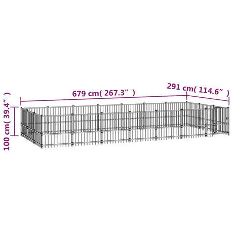 Zunanji pasji boks jeklo 19,76 m²