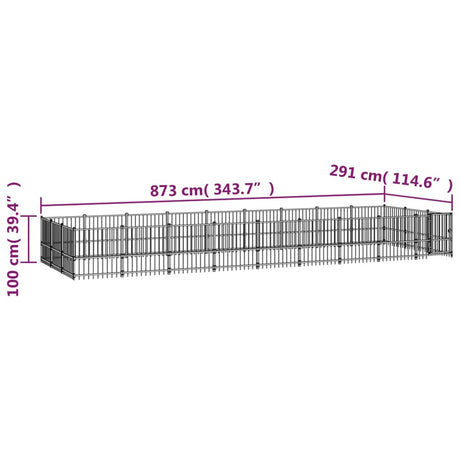 Zunanji pasji boks jeklo 25,4 m²