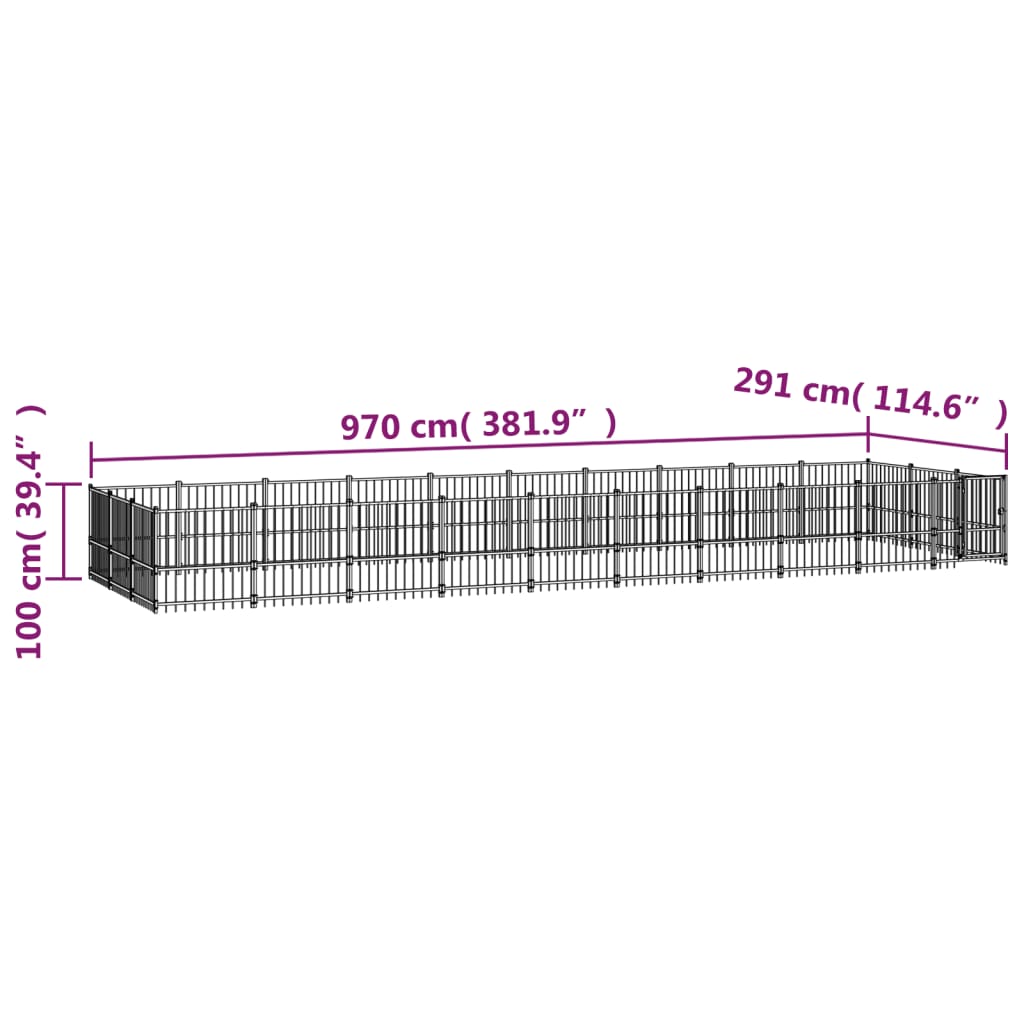 Zunanji pasji boks jeklo 28,23 m²