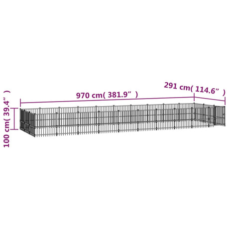 Zunanji pasji boks jeklo 28,23 m²