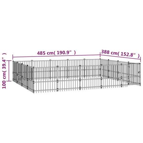 Zunanji pasji boks jeklo 18,82 m²