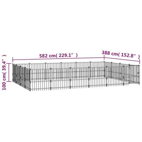 Zunanji pasji boks jeklo 22,58 m²