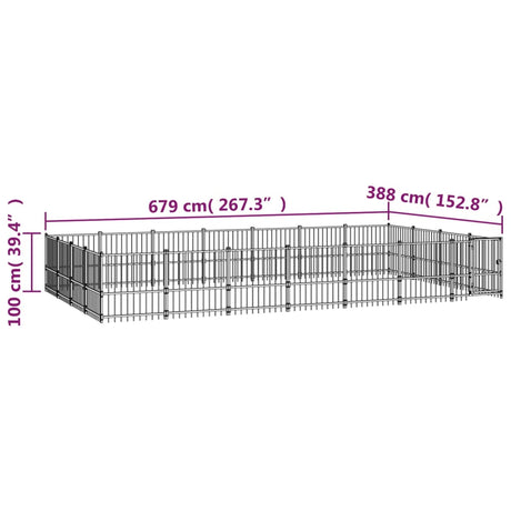 Zunanji pasji boks jeklo 26,35 m²