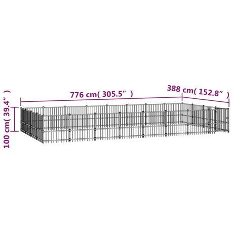 Zunanji pasji boks jeklo 30,11 m²