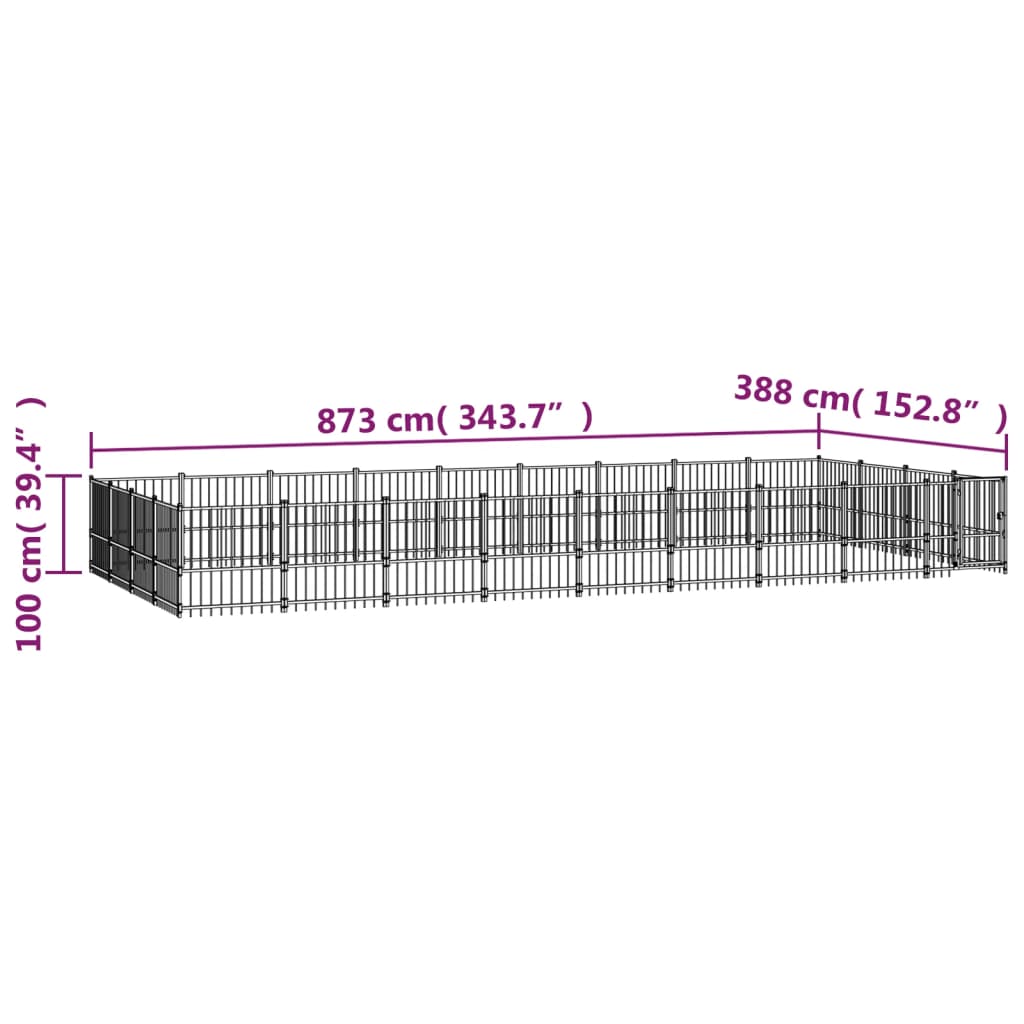 Zunanji pasji boks jeklo 33,87 m²