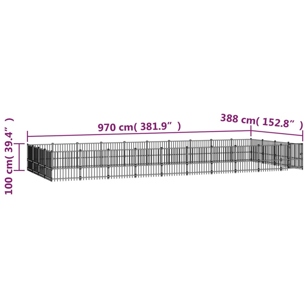 Zunanji pasji boks jeklo 37,64 m²