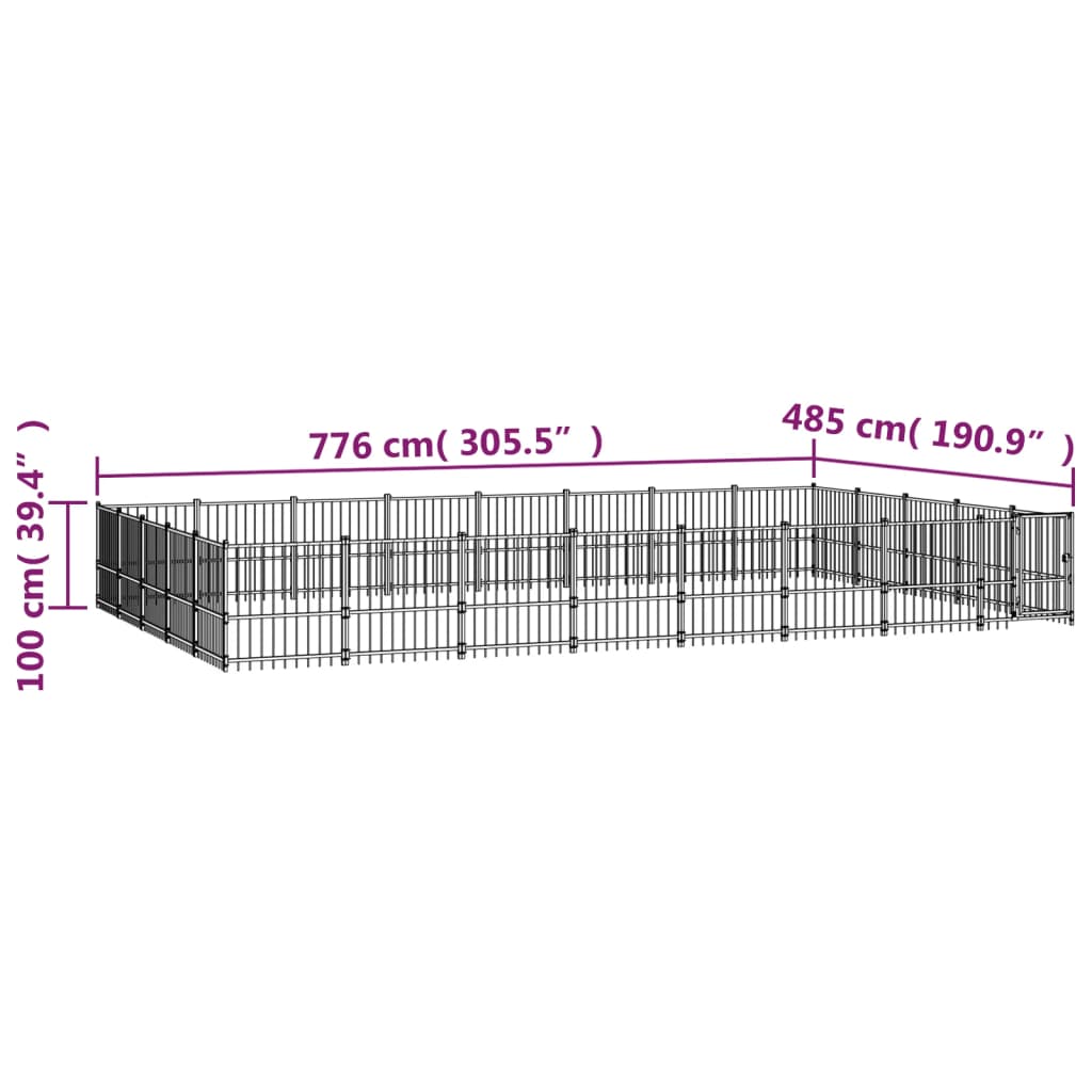 Zunanji pasji boks jeklo 37,64 m²