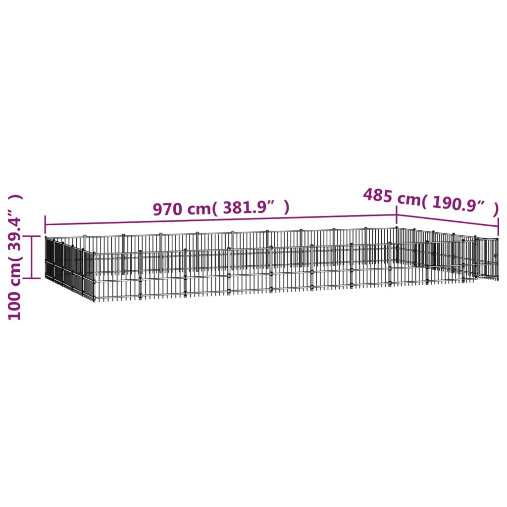 Zunanji pasji boks jeklo 47,05 m²