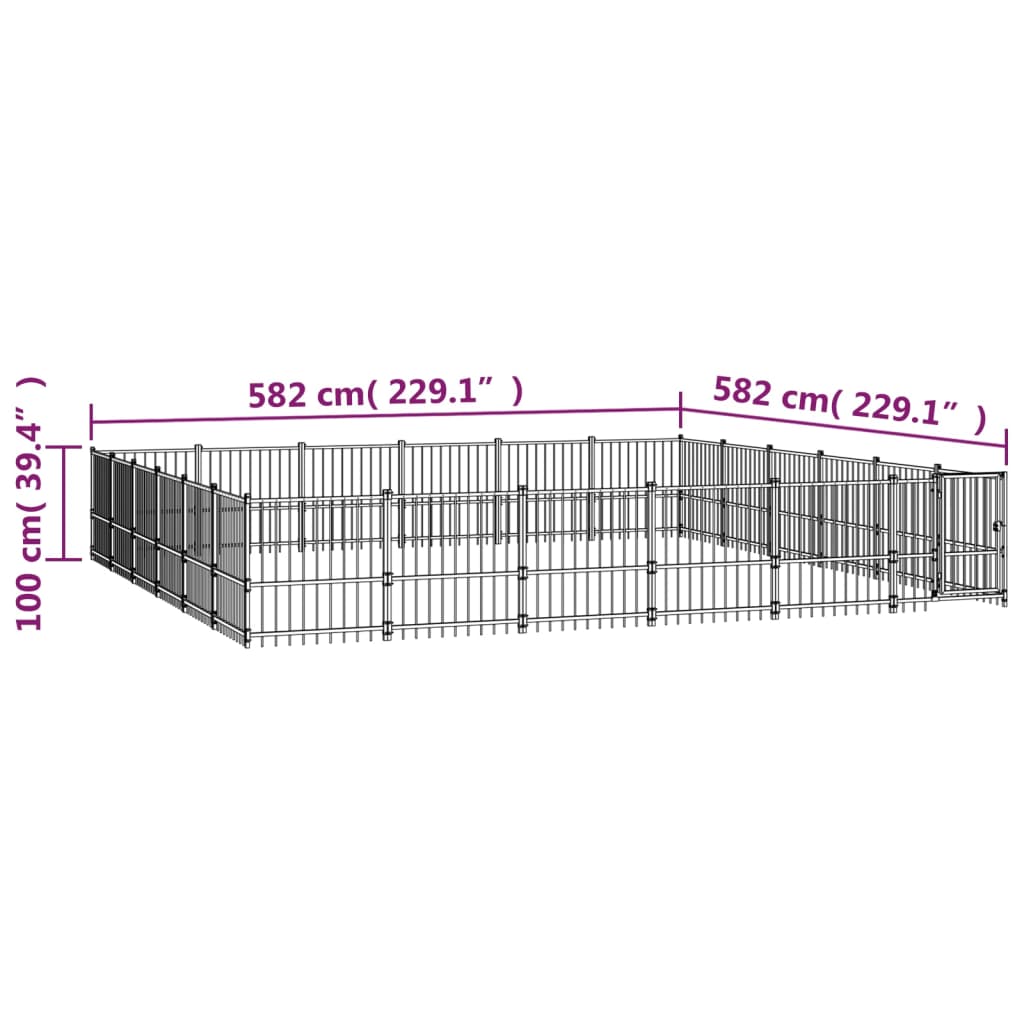 Zunanji pasji boks jeklo 33,87 m²