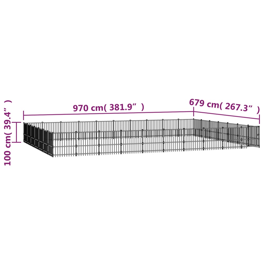 Zunanji pasji boks jeklo 65,86 m²