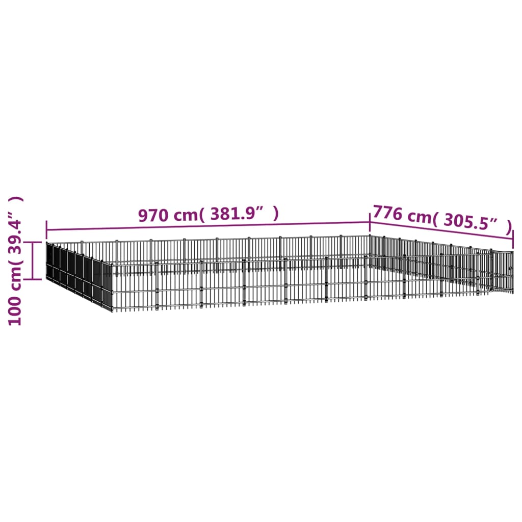 Zunanji pasji boks jeklo 75,27 m²